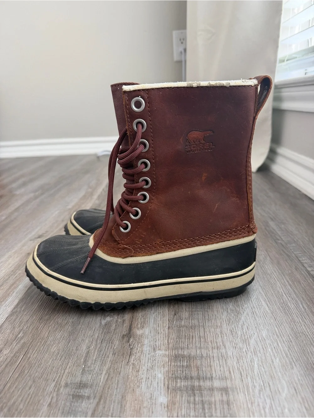 Sorel Brown and Black Waterproof Lace-Up Snow/Rain Boots